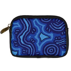 Aboriginal Art - Blue Campsites Digital Camera Leather Case by hogartharts