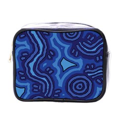 Aboriginal Art - Blue Campsites Mini Toiletries Bag (one Side) by hogartharts