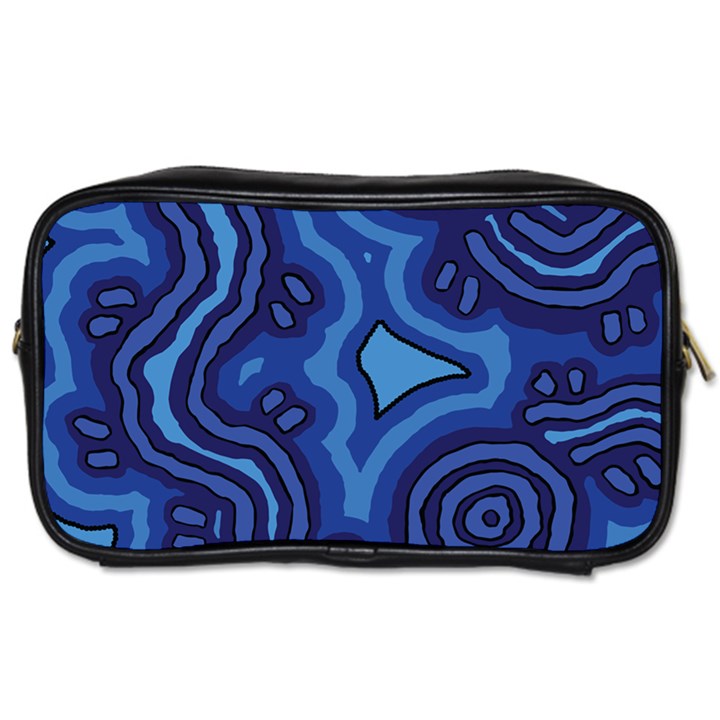 Aboriginal Art - Blue Campsites Toiletries Bag (Two Sides)