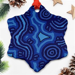 Aboriginal Art - Blue Campsites Ornament (snowflake)