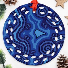 Aboriginal Art - Blue Campsites Round Filigree Ornament (two Sides)