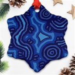 Aboriginal Art - Blue Campsites Snowflake Ornament (Two Sides) Front