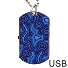 Aboriginal Art - Blue Campsites Dog Tag Usb Flash (two Sides) by hogartharts