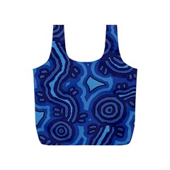 Aboriginal Art - Blue Campsites Full Print Recycle Bag (s) by hogartharts