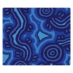 Aboriginal Art - Blue Campsites Double Sided Flano Blanket (small)  by hogartharts