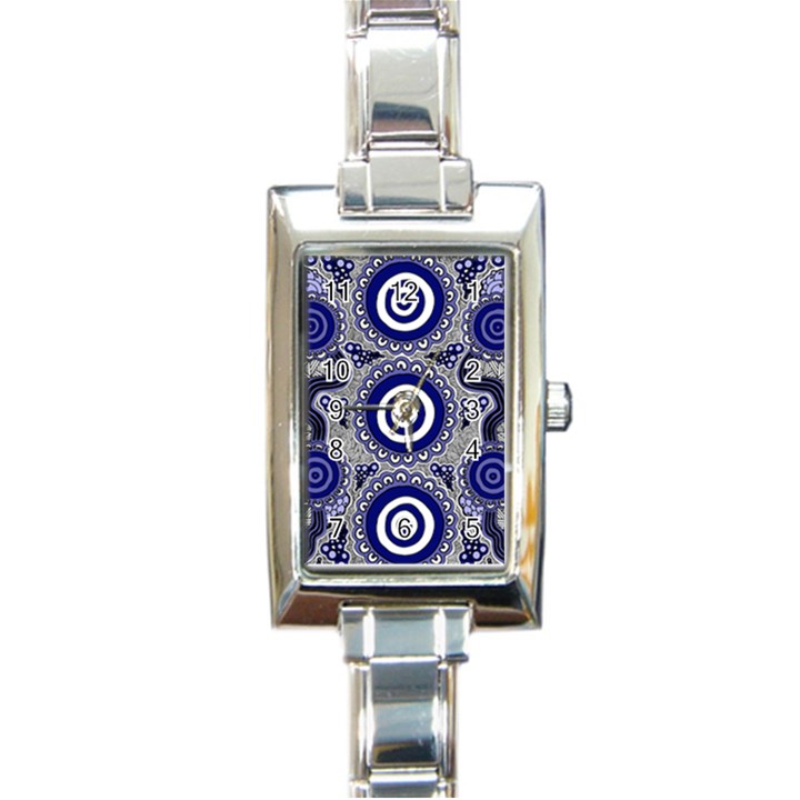 Aboriginal Art - Gathering Rectangle Italian Charm Watch