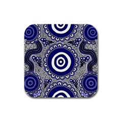 Aboriginal Art - Gathering Rubber Square Coaster (4 Pack)  by hogartharts