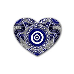 Aboriginal Art - Gathering Rubber Coaster (heart)  by hogartharts