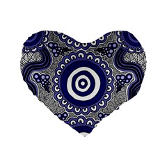 Aboriginal Art - Gathering Standard 16  Premium Flano Heart Shape Cushions by hogartharts