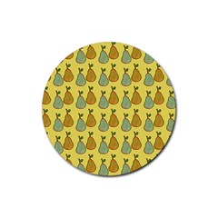 Pears Yellow Rubber Coaster (round)  by snowwhitegirl