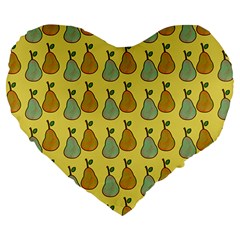 Pears Yellow Large 19  Premium Flano Heart Shape Cushions