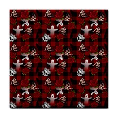 Gothic Woman Rose Bats Pattern Tile Coasters by snowwhitegirl