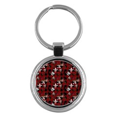 Gothic Woman Rose Bats Pattern Key Chains (round)  by snowwhitegirl