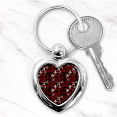 Gothic Woman Rose Bats Pattern Key Chains (heart)  by snowwhitegirl