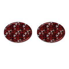 Gothic Woman Rose Bats Pattern Cufflinks (oval) by snowwhitegirl