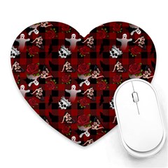 Gothic Woman Rose Bats Pattern Heart Mousepads by snowwhitegirl