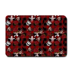 Gothic Woman Rose Bats Pattern Small Doormat  by snowwhitegirl