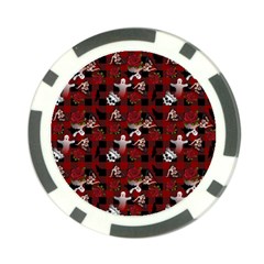 Gothic Woman Rose Bats Pattern Poker Chip Card Guard by snowwhitegirl