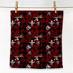 Gothic Woman Rose Bats Pattern Face Towel by snowwhitegirl