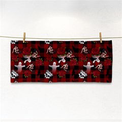 Gothic Woman Rose Bats Pattern Hand Towel by snowwhitegirl