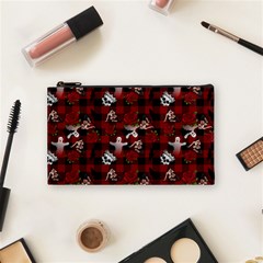 Gothic Woman Rose Bats Pattern Cosmetic Bag (small) by snowwhitegirl