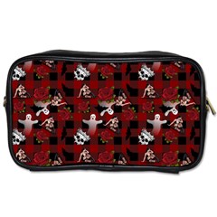 Gothic Woman Rose Bats Pattern Toiletries Bag (one Side) by snowwhitegirl