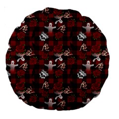 Gothic Woman Rose Bats Pattern Large 18  Premium Round Cushions by snowwhitegirl