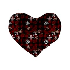 Gothic Woman Rose Bats Pattern Standard 16  Premium Heart Shape Cushions by snowwhitegirl