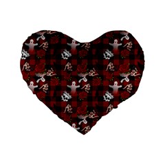 Gothic Woman Rose Bats Pattern Standard 16  Premium Flano Heart Shape Cushions by snowwhitegirl