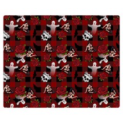 Gothic Woman Rose Bats Pattern Double Sided Flano Blanket (medium)  by snowwhitegirl