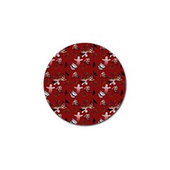 Gothic Woman Rose Bats Pattern Red Golf Ball Marker by snowwhitegirl