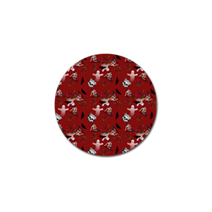 Gothic Woman Rose Bats Pattern Red Golf Ball Marker