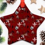 Gothic Woman Rose Bats Pattern Red Star Ornament (Two Sides) Front