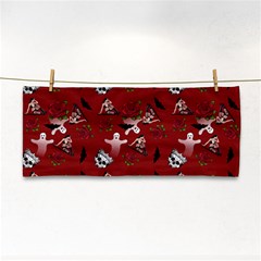 Gothic Woman Rose Bats Pattern Red Hand Towel by snowwhitegirl