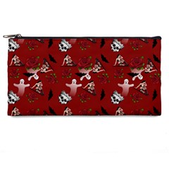 Gothic Woman Rose Bats Pattern Red Pencil Cases by snowwhitegirl