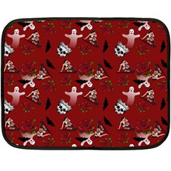 Gothic Woman Rose Bats Pattern Red Double Sided Fleece Blanket (mini)  by snowwhitegirl