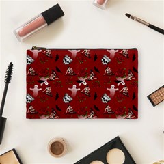 Gothic Woman Rose Bats Pattern Red Cosmetic Bag (medium) by snowwhitegirl