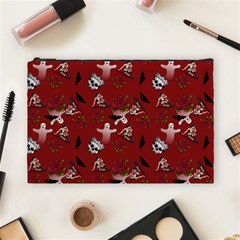 Gothic Woman Rose Bats Pattern Red Cosmetic Bag (large) by snowwhitegirl