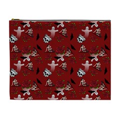 Gothic Woman Rose Bats Pattern Red Cosmetic Bag (xl) by snowwhitegirl