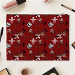 Gothic Woman Rose Bats Pattern Red Cosmetic Bag (XL) Back