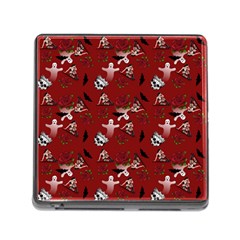 Gothic Woman Rose Bats Pattern Red Memory Card Reader (square 5 Slot) by snowwhitegirl