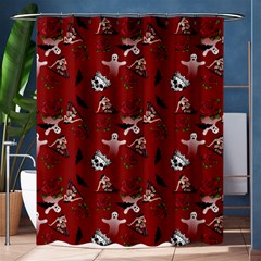 Gothic Woman Rose Bats Pattern Red Shower Curtain 60  X 72  (medium)  by snowwhitegirl