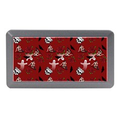 Gothic Woman Rose Bats Pattern Red Memory Card Reader (mini) by snowwhitegirl