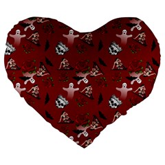 Gothic Woman Rose Bats Pattern Red Large 19  Premium Heart Shape Cushions