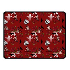 Gothic Woman Rose Bats Pattern Red Double Sided Fleece Blanket (small)  by snowwhitegirl