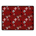 Gothic Woman Rose Bats Pattern Red Double Sided Fleece Blanket (Small)  45 x34  Blanket Front