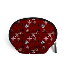 Gothic Woman Rose Bats Pattern Red Accessory Pouch (small) by snowwhitegirl