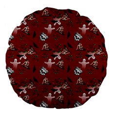 Gothic Woman Rose Bats Pattern Red Large 18  Premium Flano Round Cushions by snowwhitegirl