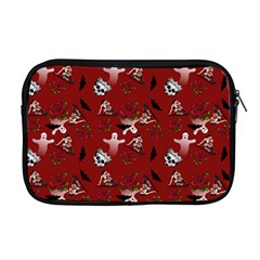 Gothic Woman Rose Bats Pattern Red Apple Macbook Pro 17  Zipper Case by snowwhitegirl