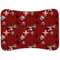 Gothic Woman Rose Bats Pattern Red Velour Seat Head Rest Cushion by snowwhitegirl